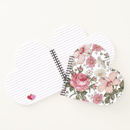Antikes Blumenmuster mit Rosen Notizblock (Innenseite)