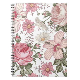 Antikes Blumenmuster mit Rosen Notizblock