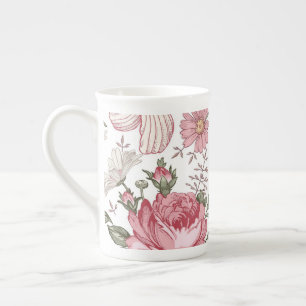 Antikes Blumenmuster mit Rosen Porzellantasse