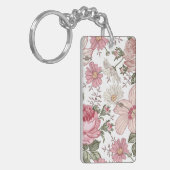 Antikes Blumenmuster mit Rosen Schlüsselanhänger (Vorderseite links)