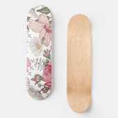 Antikes Blumenmuster mit Rosen Skateboard (Vorderseite)
