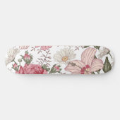 Antikes Blumenmuster mit Rosen Skateboard (Horizontal)
