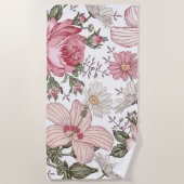 Antikes Blumenmuster mit Rosen Strandtuch (Vorderseite)