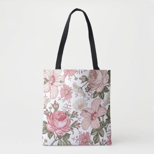 Antikes Blumenmuster mit Rosen Tasche (Vorderseite)