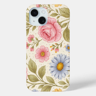 Antikes Blumenmuster mit Rosen und Gänseblümchen Case-Mate iPhone Hülle