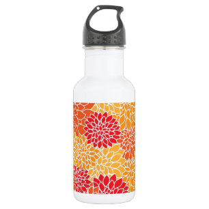 Antikes Blumenmuster Orange Rote Dahlien Blumen Edelstahlflasche