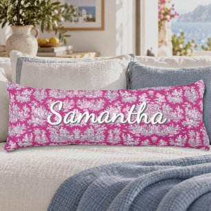 Antikes Blumenmuster rosa magenta Toile de Jouy Mo Seitenschläferkissen