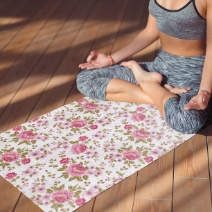 Antikes Blumenmuster Rosen Yogamatte