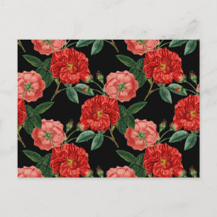 Antikes Blumenmuster, schöne rote Blumenpost Postkarte