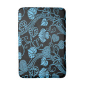 Antikes Blumenmuster Schwarz auf blau Badematte (Vorderseite Vertikal)