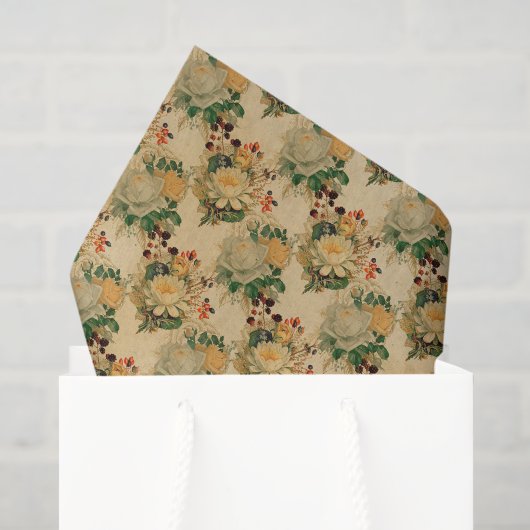 Antikes Blumenmuster Seidenpapier (Geschenktüte)