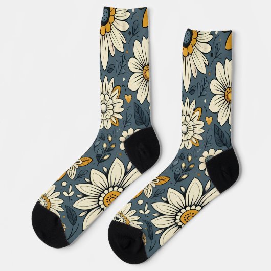Antikes Blumenmuster Socken (Linkes Detail)