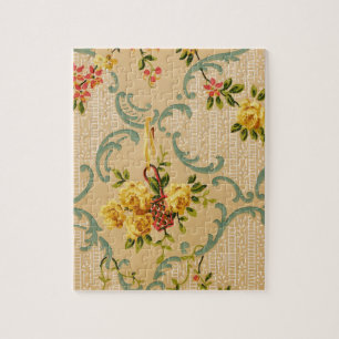 Antikes Blumenmuster Tapete Dekorativ Puzzle
