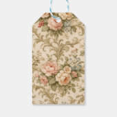 Antikes Blumenmuster Tapete Geschenkanhänger (Rückseite)