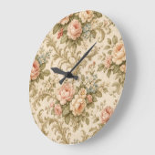 Antikes Blumenmuster Tapete Große Wanduhr (Winkel)