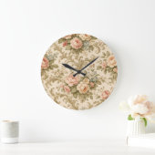 Antikes Blumenmuster Tapete Große Wanduhr (Zuhause)