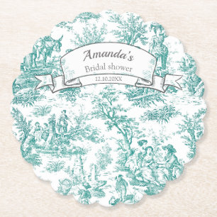 Antikes Blumenmuster türkise Toile de Jouy Untersetzer