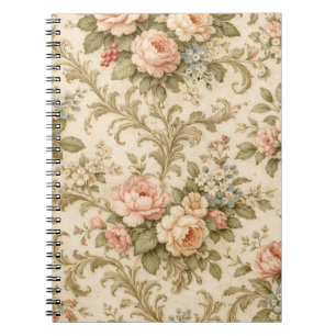 Antikes Blumenmuster-Wallpaper  Notizblock
