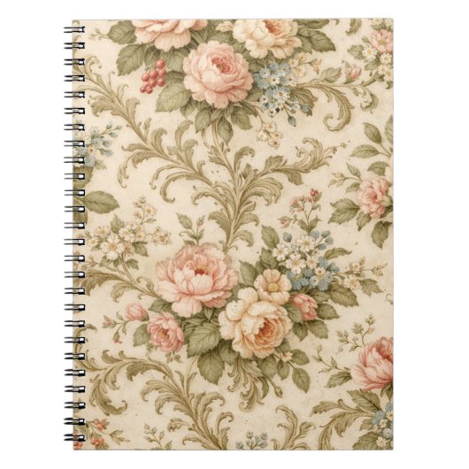 Antikes Blumenmuster-Wallpaper  Notizblock (Vorderseite)