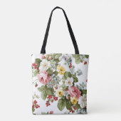 Antikes Blumenstraußmuster für Cottage Tasche (Rückseite)