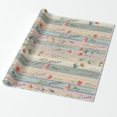 Antikes Blumenstreifenmuster Geschenkpapier (Ungerollt)