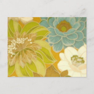 Antikes Blumenwallpaper, Türkis Grün & Braun Postkarte