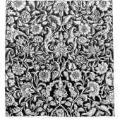 Antikes Blumenweiß in Schwarz Duschvorhang (Vorderseite)