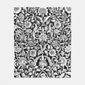 Antikes Blumenweiß in Schwarz Fleecedecke (Vorderseite)