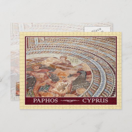 Antikes Bodenmosaik in Paphos, Zypern Postkarte (Vorne/Hinten)
