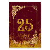Antikes Bordeauxrot und Gold Elegant Tischnummer (Rückseite)