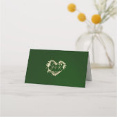 Antikes Border & Herz Monogramm - Smaragd Platzkarte (Rückseite)