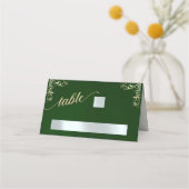 Antikes Border & Herz Monogramm - Smaragd Platzkarte (Vorderseite)