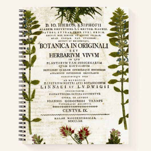 Antikes Botanik Buchzeichen Bullet Journal Notizblock (Vorderseite)