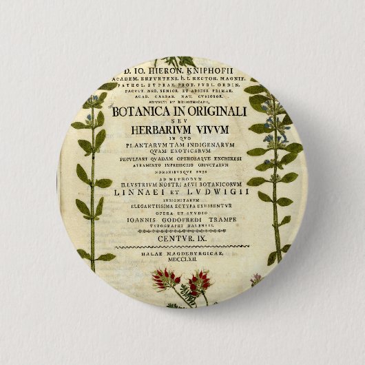 Antikes Botanik-Exlibris Button (Vorderseite)