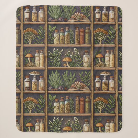 Antikes Botanisches Apotheken-Muster Sherpadecke (Vorderseite)