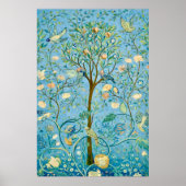 Antikes botanisches Baum des Lebens mit Vögeln Poster (Vorne)