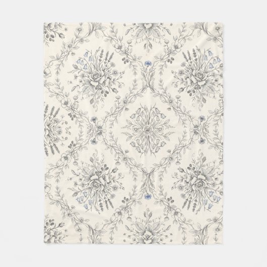 Antikes botanisches Blumengartenmuster Fleecedecke (Vorderseite)