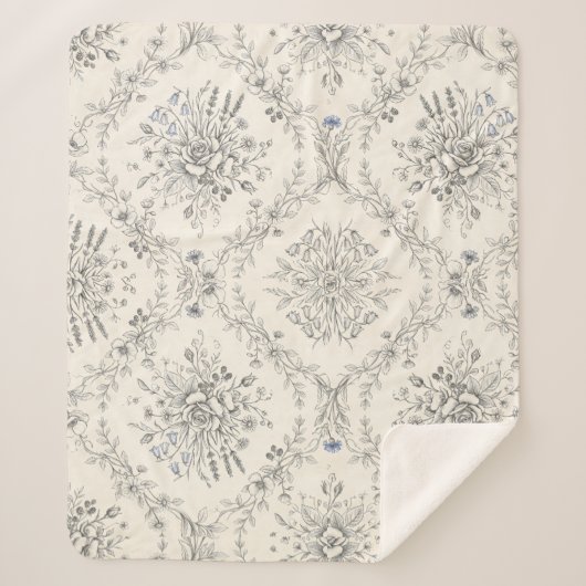 Antikes botanisches Blumengartenmuster Sherpadecke (Vorderseite)