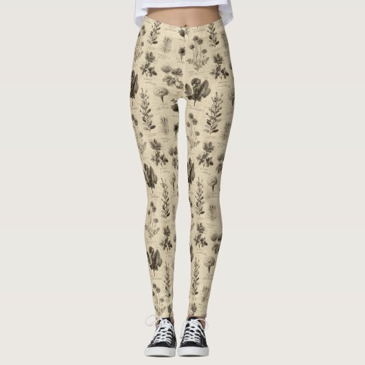 Antikes botanisches Blumenmuster (10) Leggings (Vorderseite)