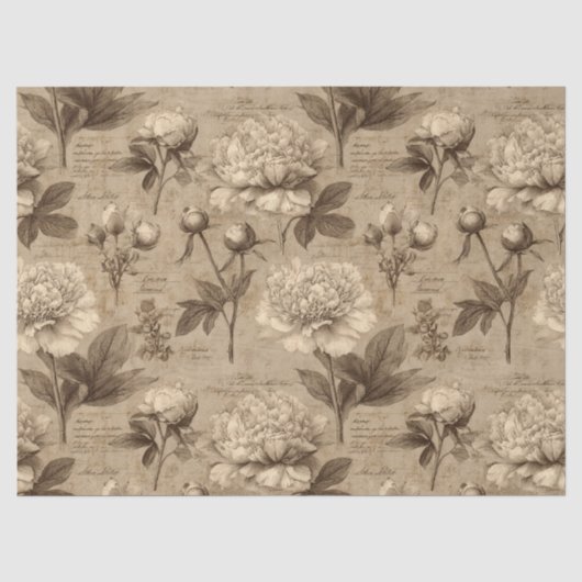 Antikes botanisches Blumenmuster (2) Seidenpapier (Vorderseite)