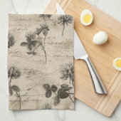 Antikes botanisches Blumenmuster (3) Geschirrtuch (Viertel Falte)