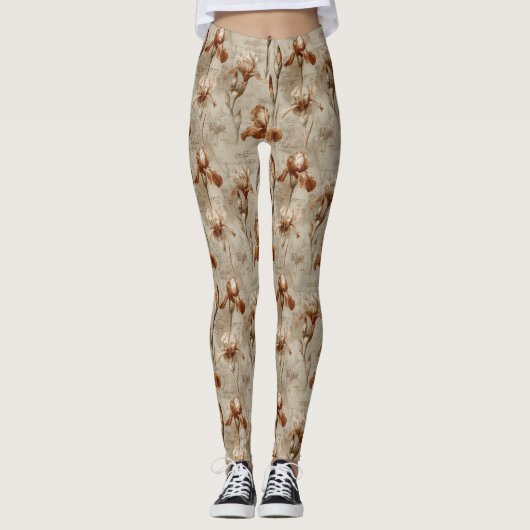 Antikes botanisches Blumenmuster (5) Leggings (Vorderseite)