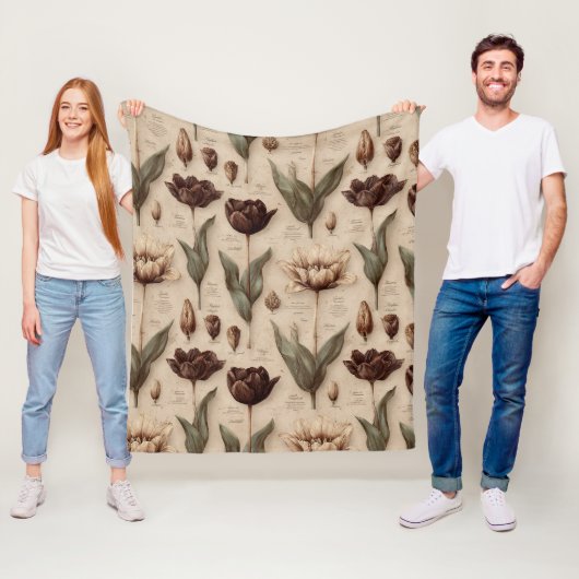 Antikes botanisches Blumenmuster (6) Fleecedecke (Beispiel)