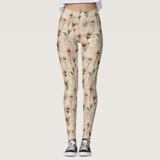 Antikes botanisches Blumenmuster (7) Leggings (Vorderseite)