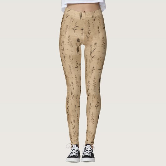 Antikes botanisches Blumenmuster (9) Leggings (Vorderseite)