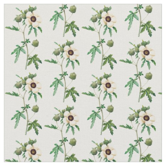 Antikes botanisches Blumenmuster Stoff (Nahaufnahme)
