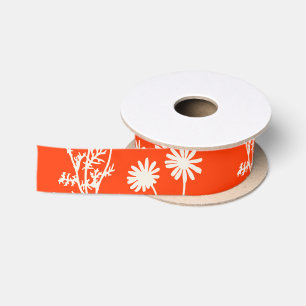 Antikes botanisches Blumenmuster wilde Daisy Orang Satinband