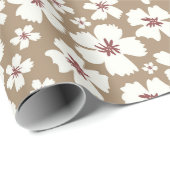 Antikes botanisches Creme-Blumen-Geschenkpapier Geschenkpapier (Rolleneckpunkt)