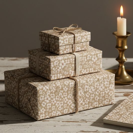 Antikes botanisches Creme-Blumen-Geschenkpapier Geschenkpapier