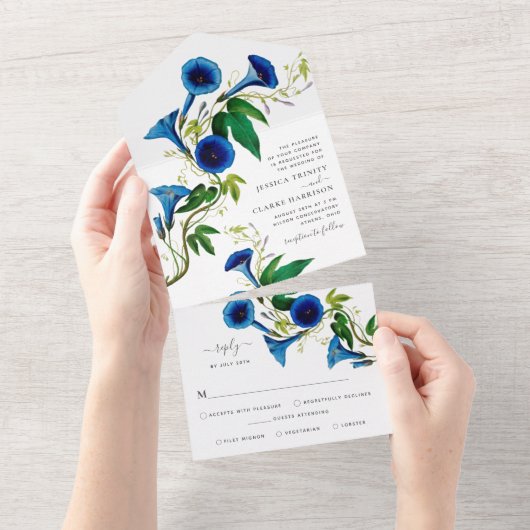 Antikes botanisches Flair All In One Einladung (Abreißen)